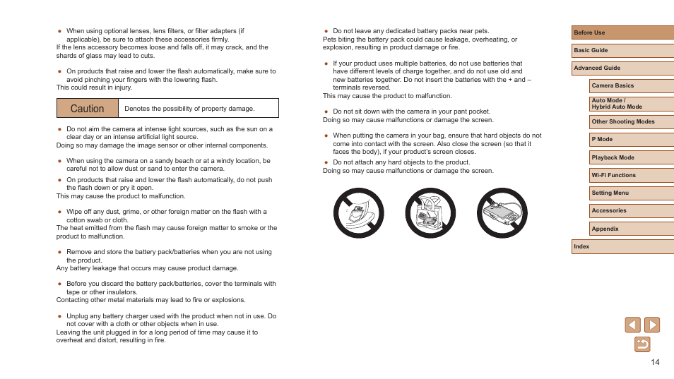 Caution | Canon PowerShot ELPH 360 HS Digital Camera (Silver) User Manual | Page 14 / 157