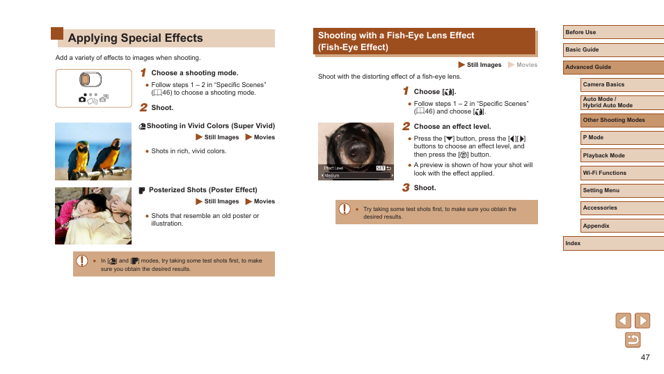 Applying special effects | Canon PowerShot ELPH 360 HS Digital Camera (Silver) User Manual | Page 47 / 157