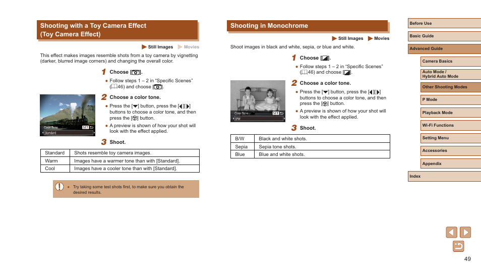 Shooting in monochrome | Canon PowerShot ELPH 360 HS Digital Camera (Silver) User Manual | Page 49 / 157