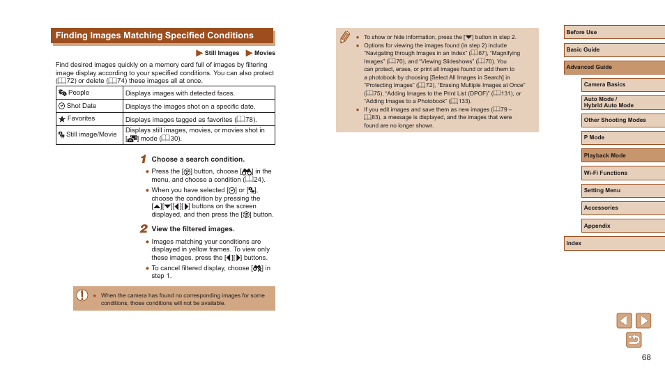 Finding images matching specified conditions | Canon PowerShot ELPH 360 HS Digital Camera (Silver) User Manual | Page 68 / 157