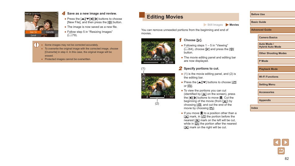 Editing movies | Canon PowerShot ELPH 360 HS Digital Camera (Silver) User Manual | Page 82 / 157