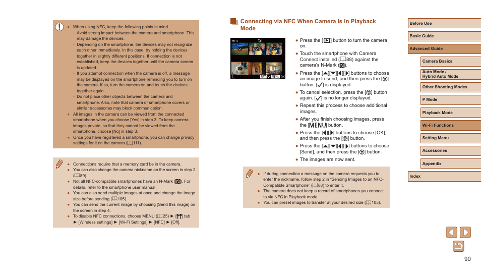 Connecting via nfc when camera is in playback mode | Canon PowerShot ELPH 360 HS Digital Camera (Silver) User Manual | Page 90 / 157