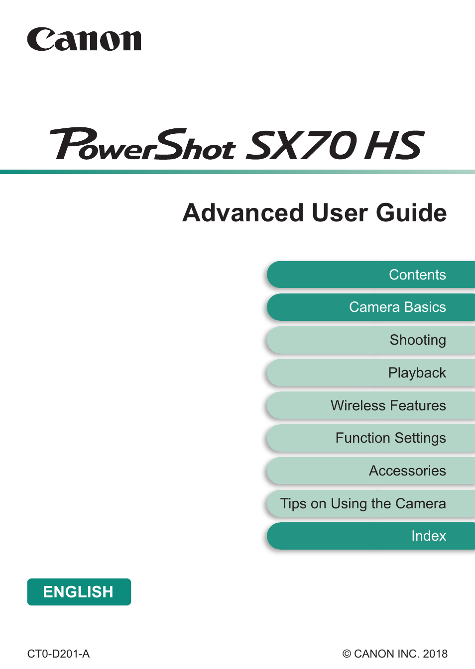 Canon PowerShot SX70 HS Digital Camera User Manual | 289 pages