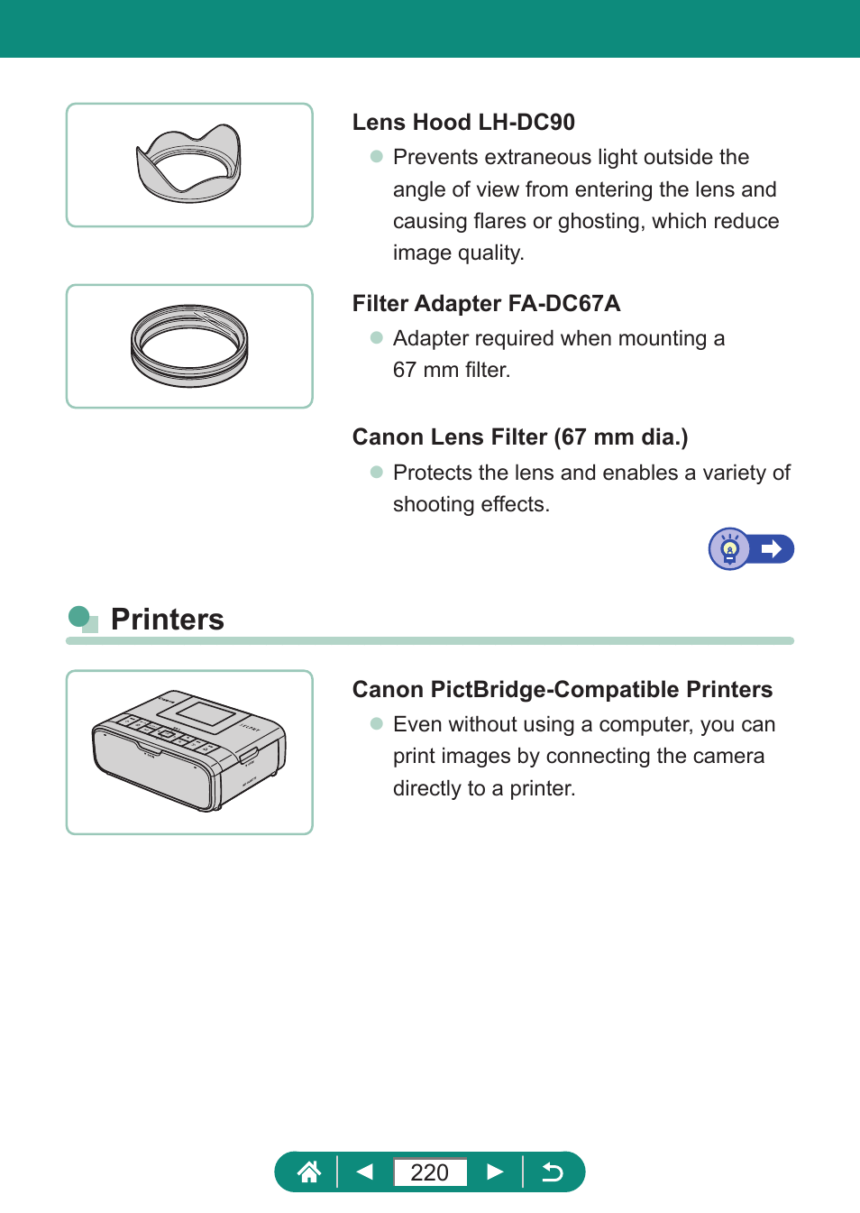 Printers | Canon PowerShot SX70 HS Digital Camera User Manual | Page 220 / 289