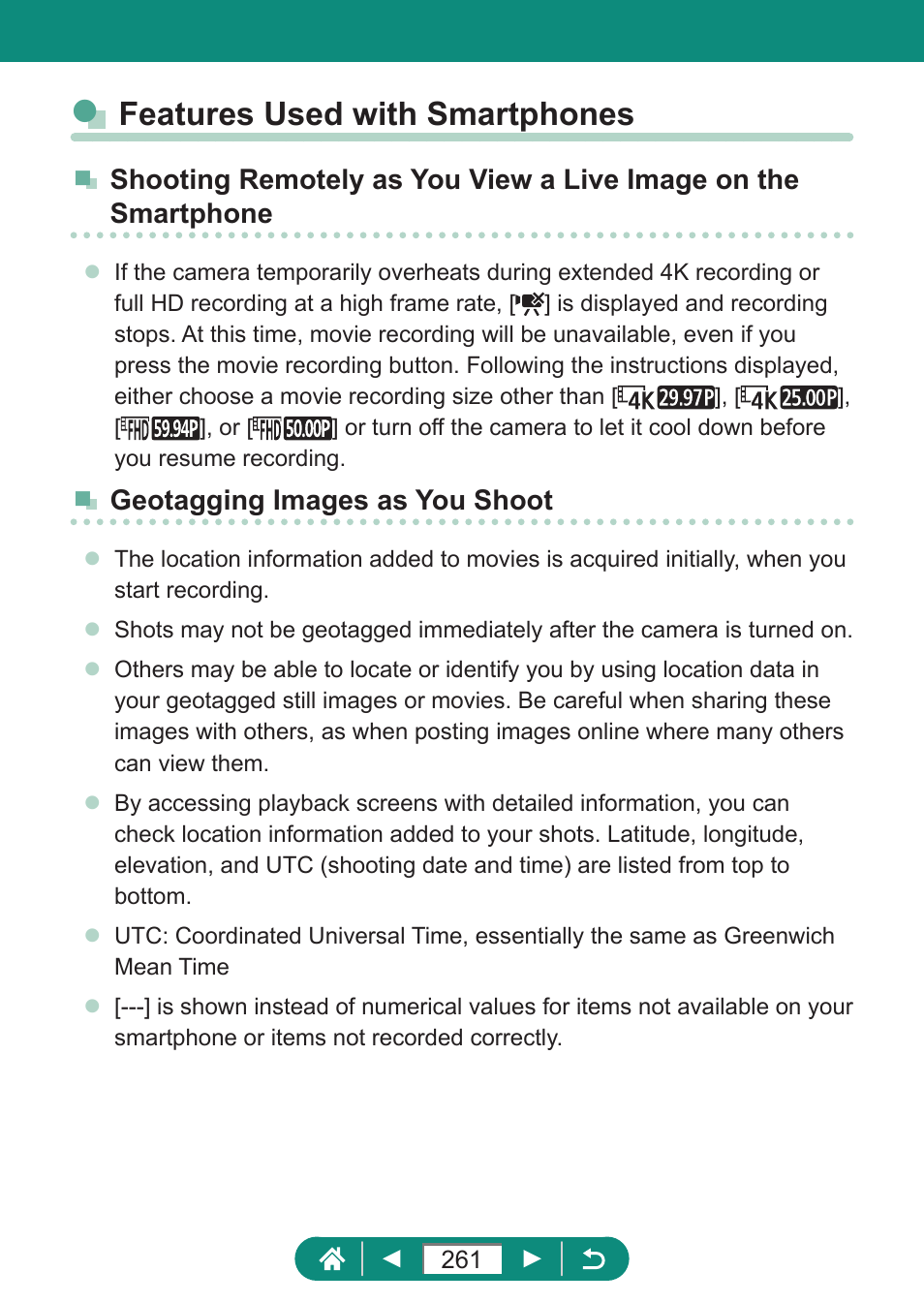 Features used with smartphones | Canon PowerShot SX70 HS Digital Camera User Manual | Page 261 / 289