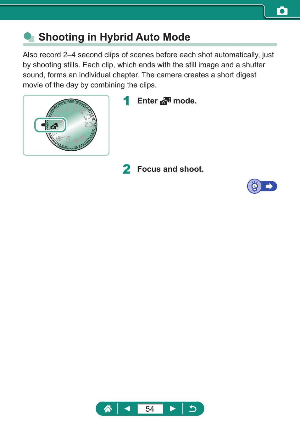 Shooting in hybrid auto mode | Canon PowerShot SX70 HS Digital Camera User Manual | Page 54 / 289