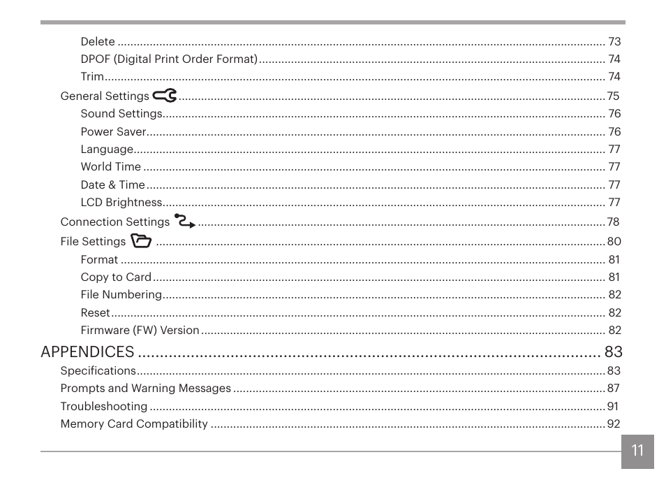 Appendices | Kodak PIXPRO AZ425 Digital Camera (Black) User Manual | Page 12 / 94