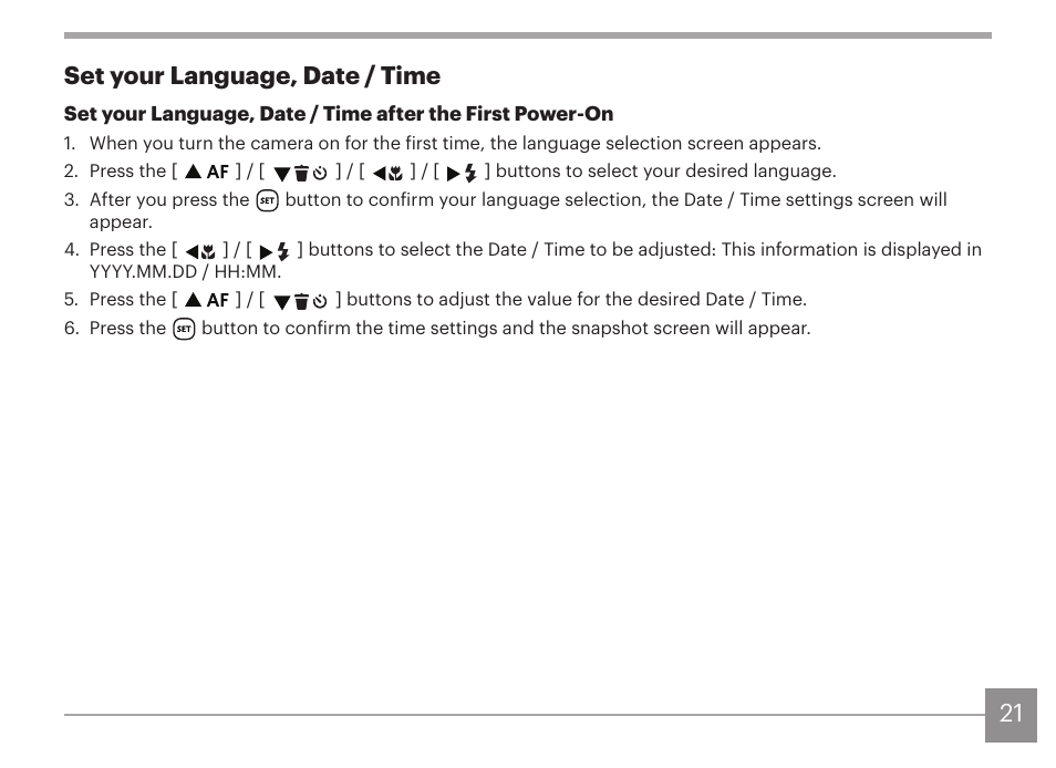 21 set your language, date / time | Kodak PIXPRO AZ425 Digital Camera (Black) User Manual | Page 22 / 94