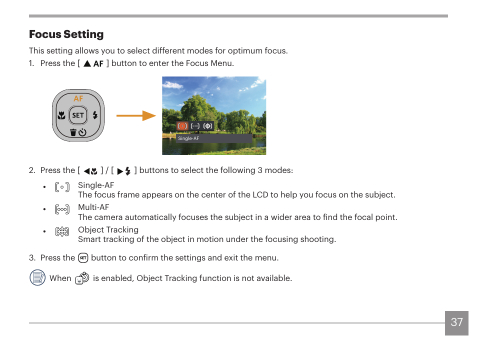 37 focus setting | Kodak PIXPRO AZ425 Digital Camera (Black) User Manual | Page 38 / 94