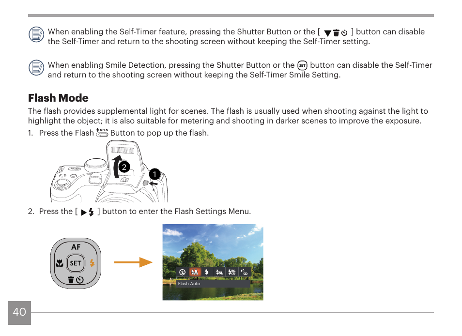 Flash mode | Kodak PIXPRO AZ425 Digital Camera (Black) User Manual | Page 41 / 94