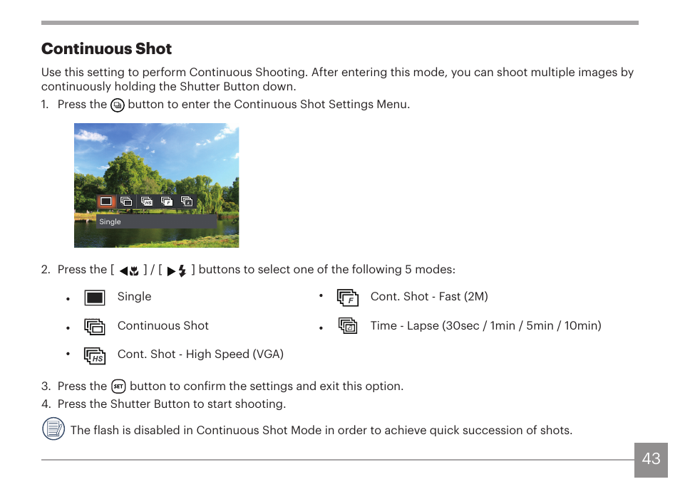 43 continuous shot | Kodak PIXPRO AZ425 Digital Camera (Black) User Manual | Page 44 / 94