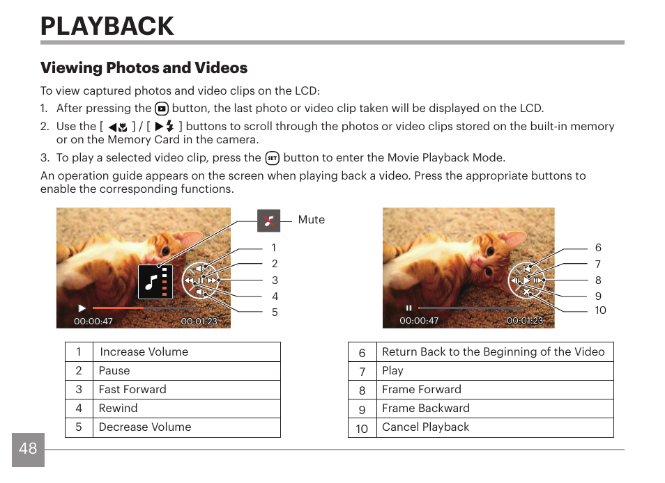 Playback, Viewing photos and videos | Kodak PIXPRO AZ425 Digital Camera (Black) User Manual | Page 49 / 94