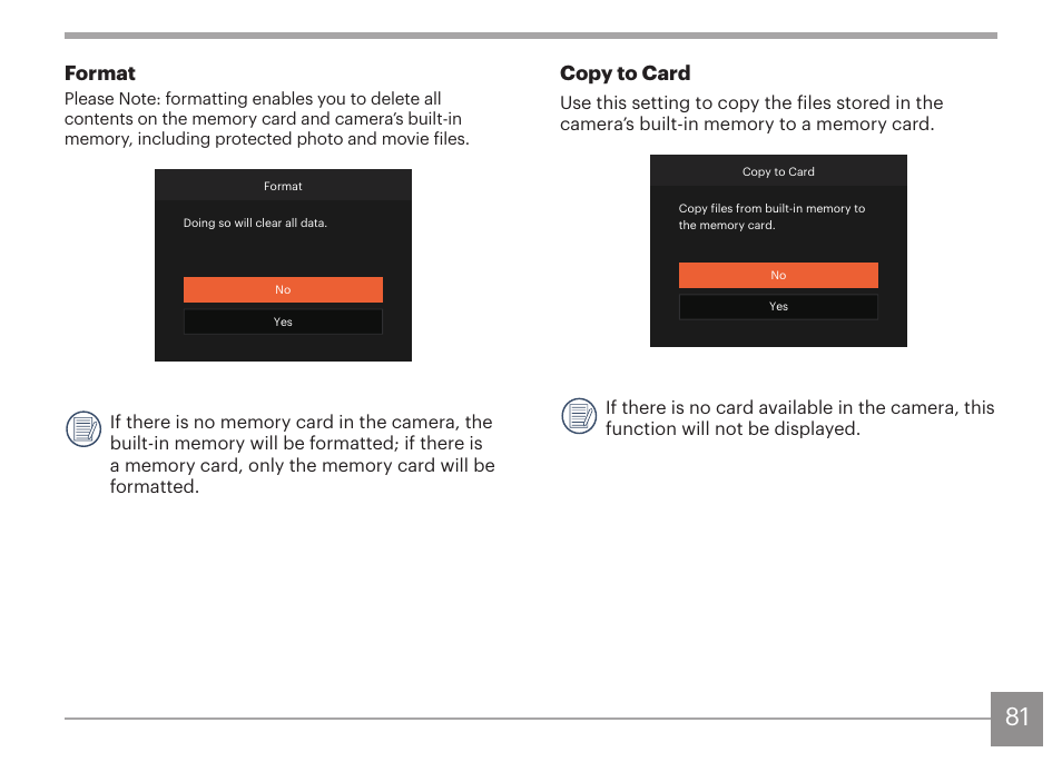 Format, Copy to card | Kodak PIXPRO AZ425 Digital Camera (Black) User Manual | Page 82 / 94