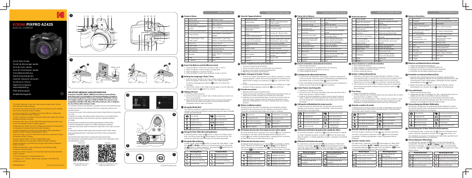 Kodak PIXPRO AZ425 Digital Camera (Black) User Manual | 2 pages