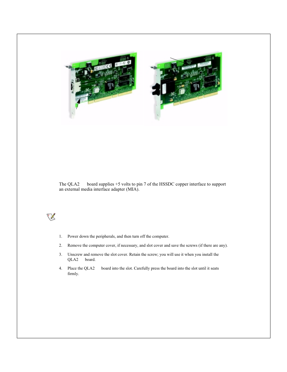 Power supply, Figure 2-1. qla2200/2200f board layouts, Installation in the computer | Power supply -2, Installation in the computer -2 | Dell 2200F User Manual | Page 12 / 37