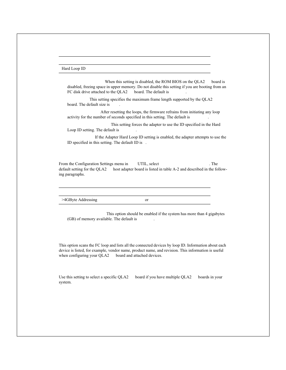 Advanced adapter settings, Setting, Options | Default, Scan fibre channel devices, Select host adapter, Table a-2 | Dell 2200F User Manual | Page 16 / 37