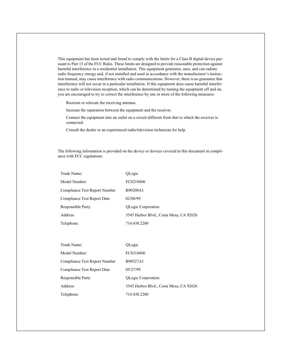 Class b, Fcc declaration of conformity, Table c-1 | Table c-2 | Dell 2200F User Manual | Page 21 / 37