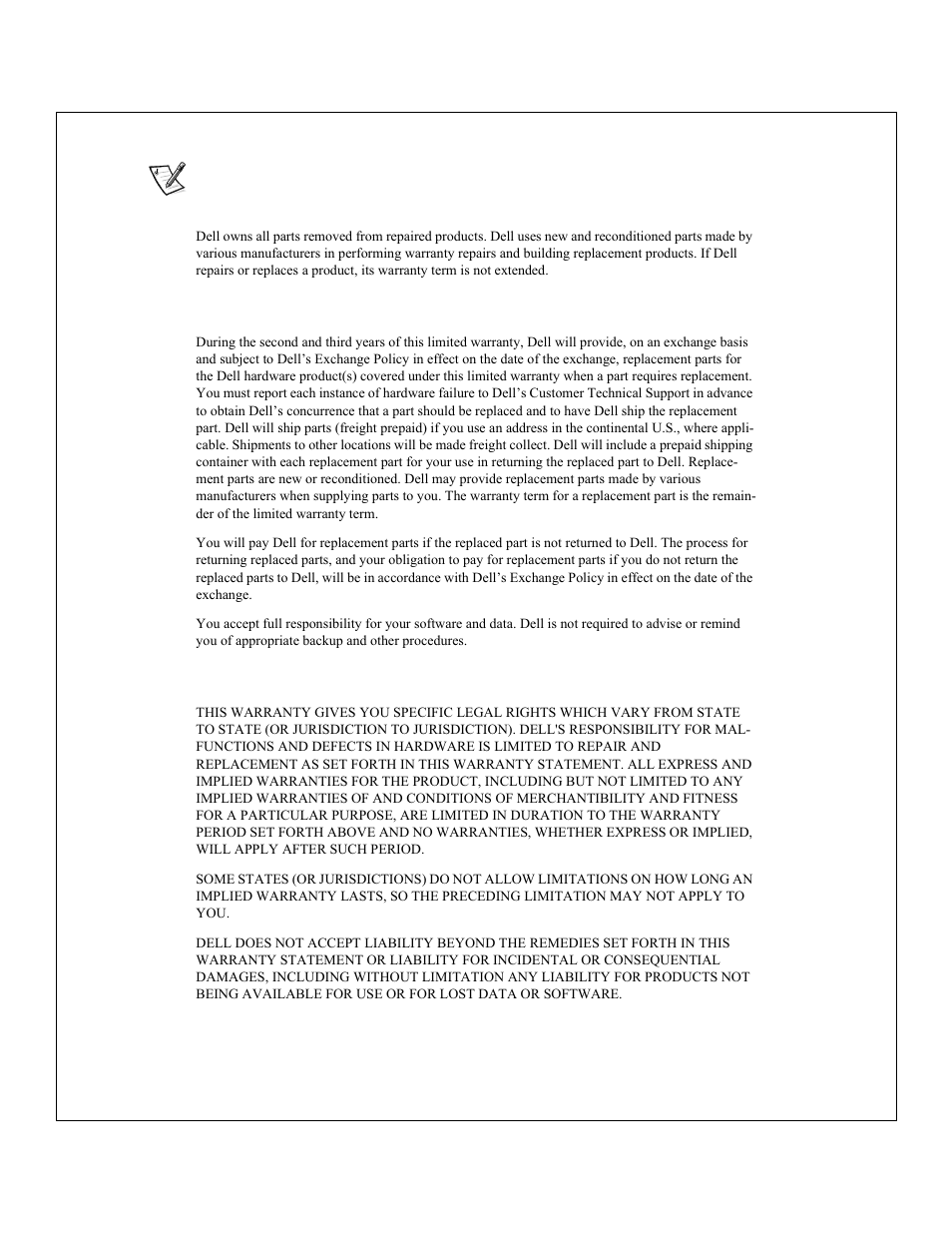 Coverage during years two and three, General provisions | Dell 2200F User Manual | Page 30 / 37