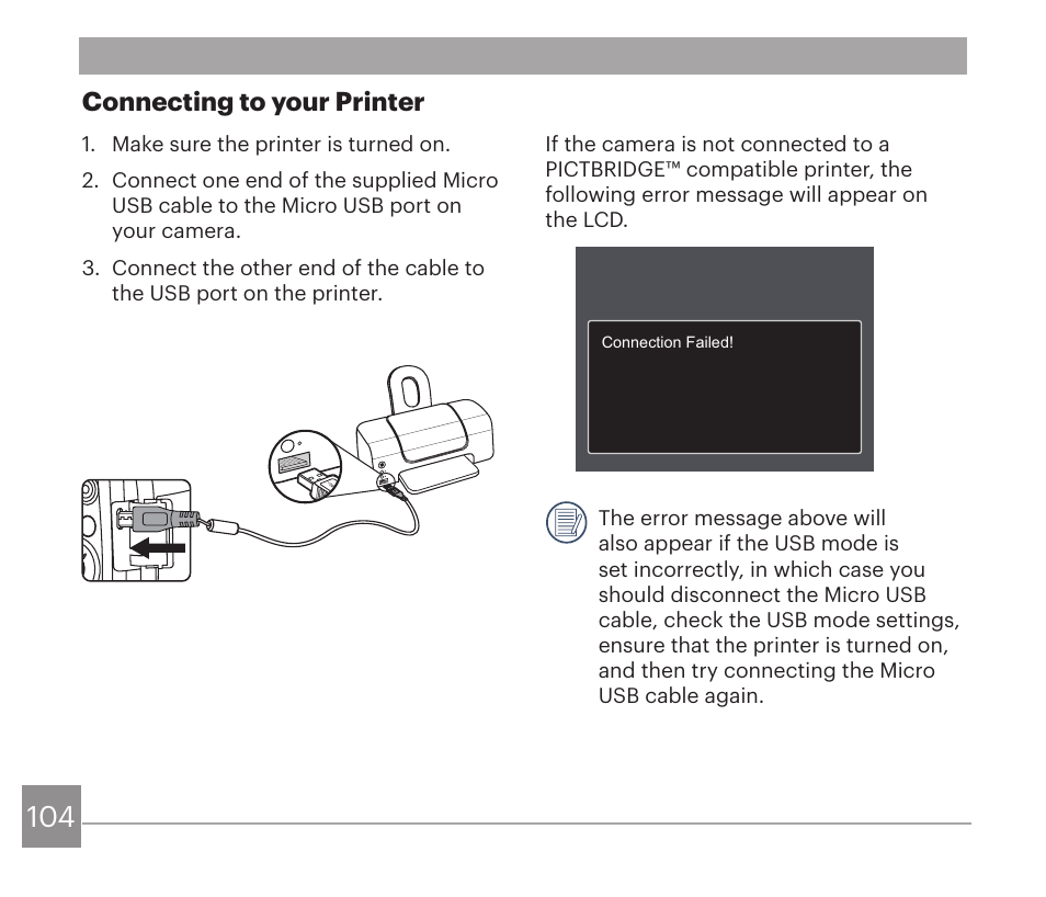 Connecting to your printer | Kodak PIXPRO AZ528 Digital Camera (Black) User Manual | Page 105 / 123