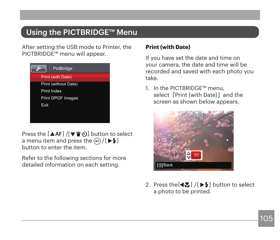 Using the pictbridge™ menu | Kodak PIXPRO AZ528 Digital Camera (Black) User Manual | Page 106 / 123