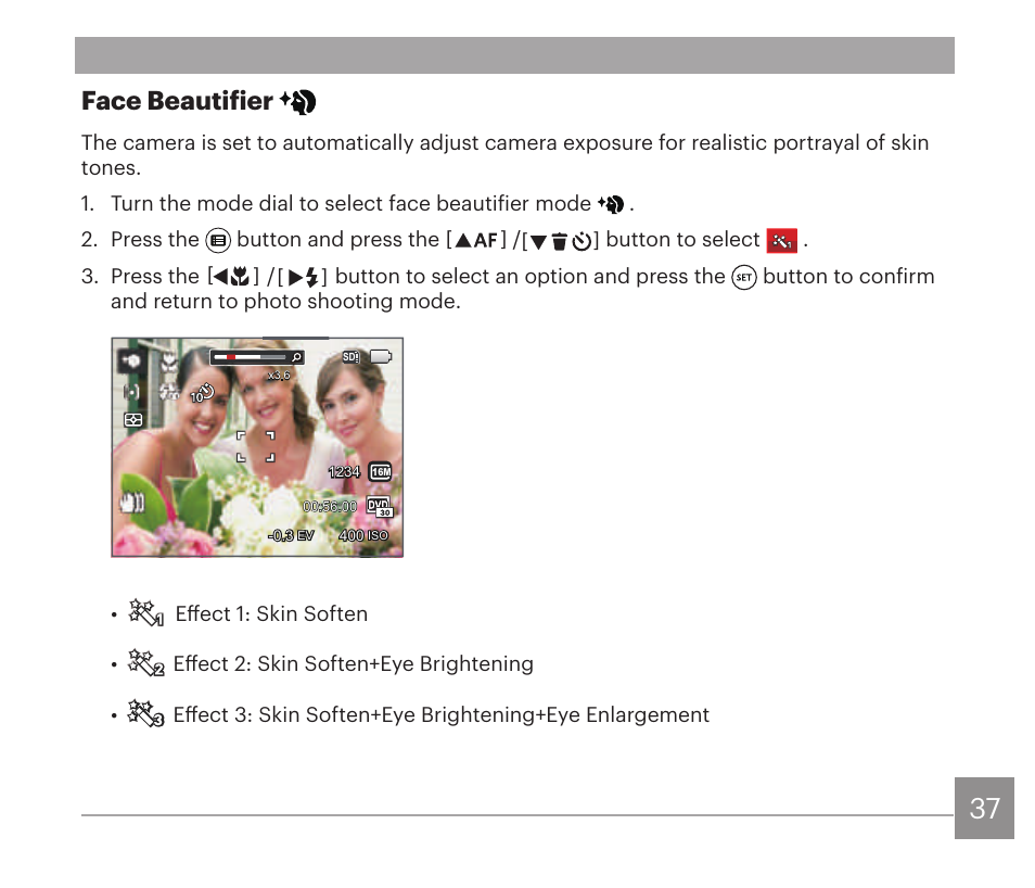 Face beautifier | Kodak PIXPRO AZ528 Digital Camera (Black) User Manual | Page 38 / 123