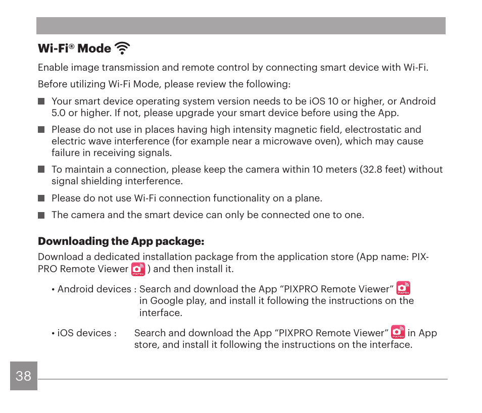 Wi-fi® mode | Kodak PIXPRO AZ528 Digital Camera (Black) User Manual | Page 39 / 123