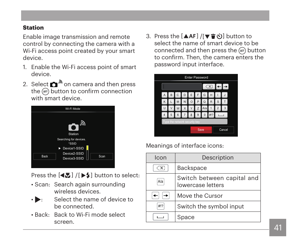 Press the, Switch the symbol input space | Kodak PIXPRO AZ528 Digital Camera (Black) User Manual | Page 42 / 123