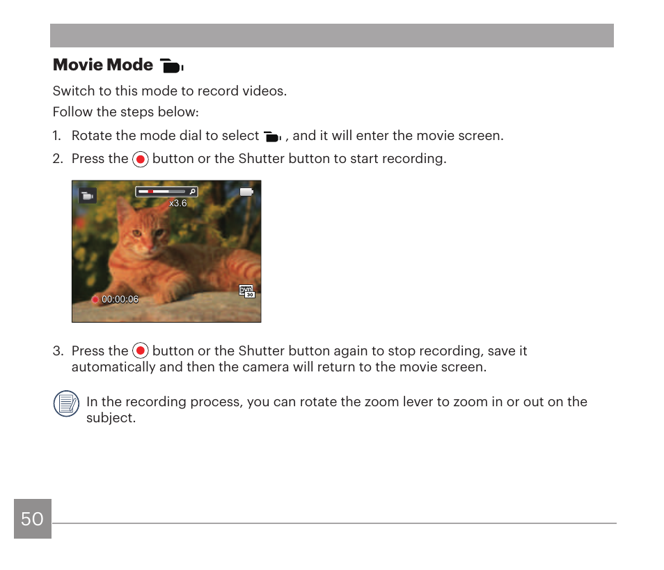 Movie mode | Kodak PIXPRO AZ528 Digital Camera (Black) User Manual | Page 51 / 123