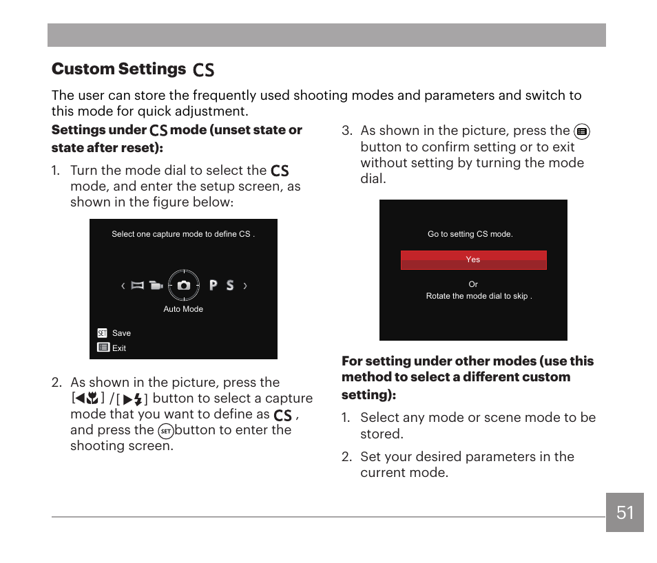 Custom settings | Kodak PIXPRO AZ528 Digital Camera (Black) User Manual | Page 52 / 123