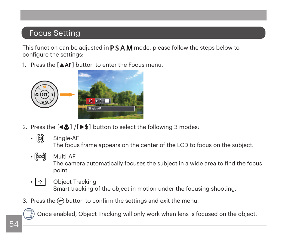 Focus setting | Kodak PIXPRO AZ528 Digital Camera (Black) User Manual | Page 55 / 123