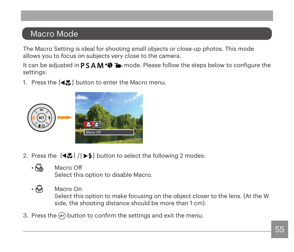 Macro mode | Kodak PIXPRO AZ528 Digital Camera (Black) User Manual | Page 56 / 123