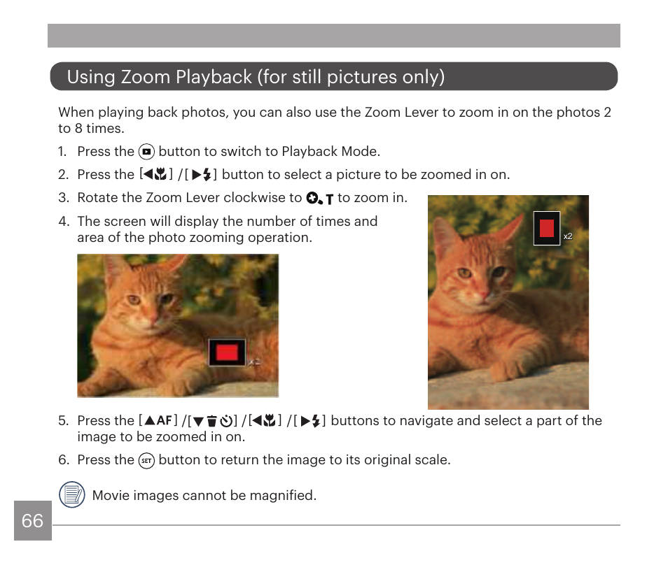 Using zoom playback (for still pictures only) | Kodak PIXPRO AZ528 Digital Camera (Black) User Manual | Page 67 / 123