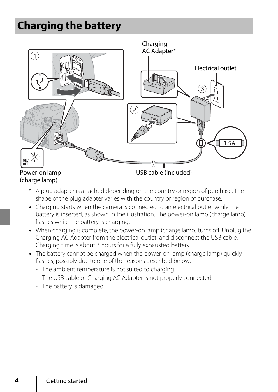 Charging the battery | Nikon COOLPIX P950 Digital Camera User Manual | Page 14 / 44