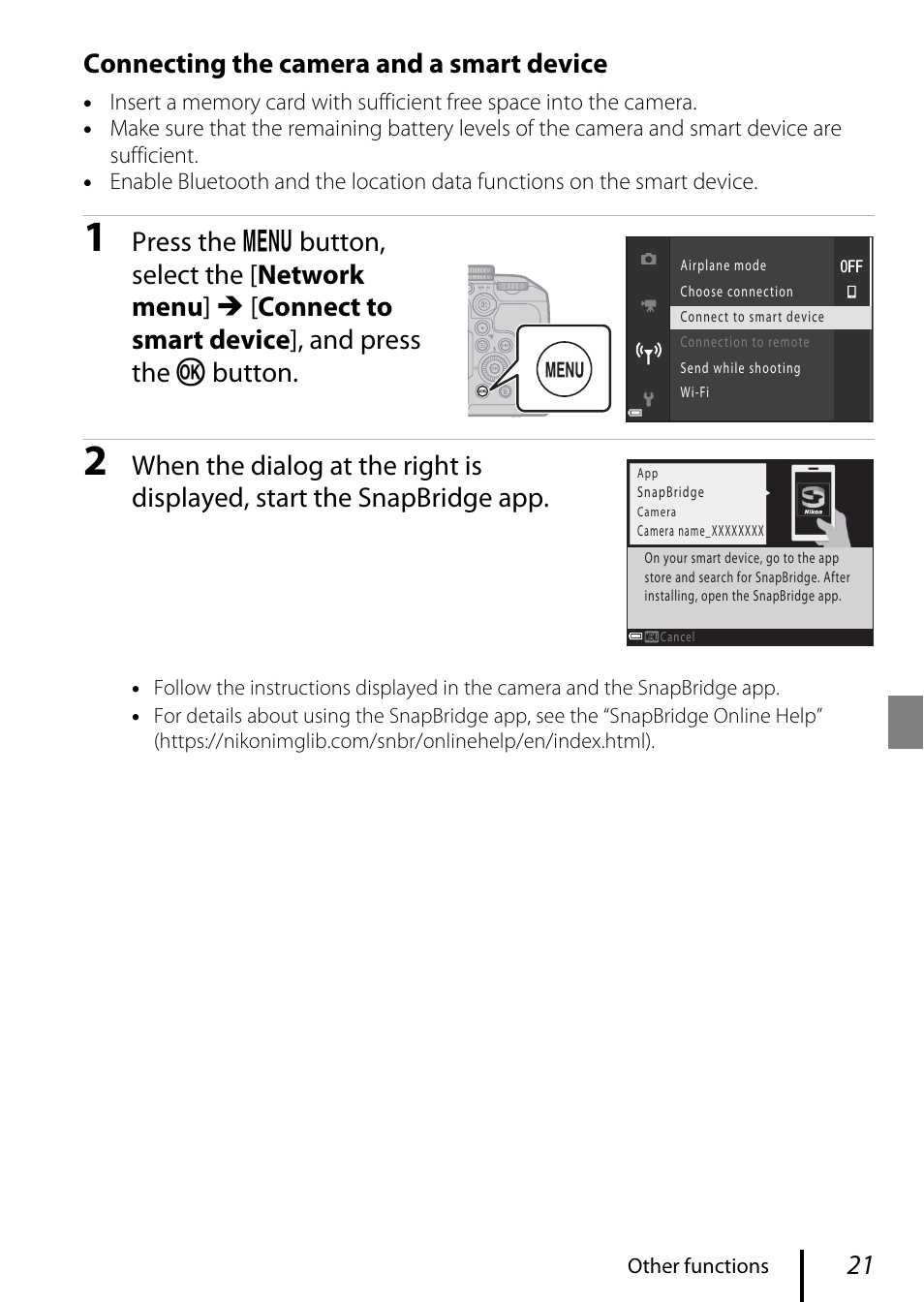 Connecting the camera and a smart device | Nikon COOLPIX P950 Digital Camera User Manual | Page 31 / 44