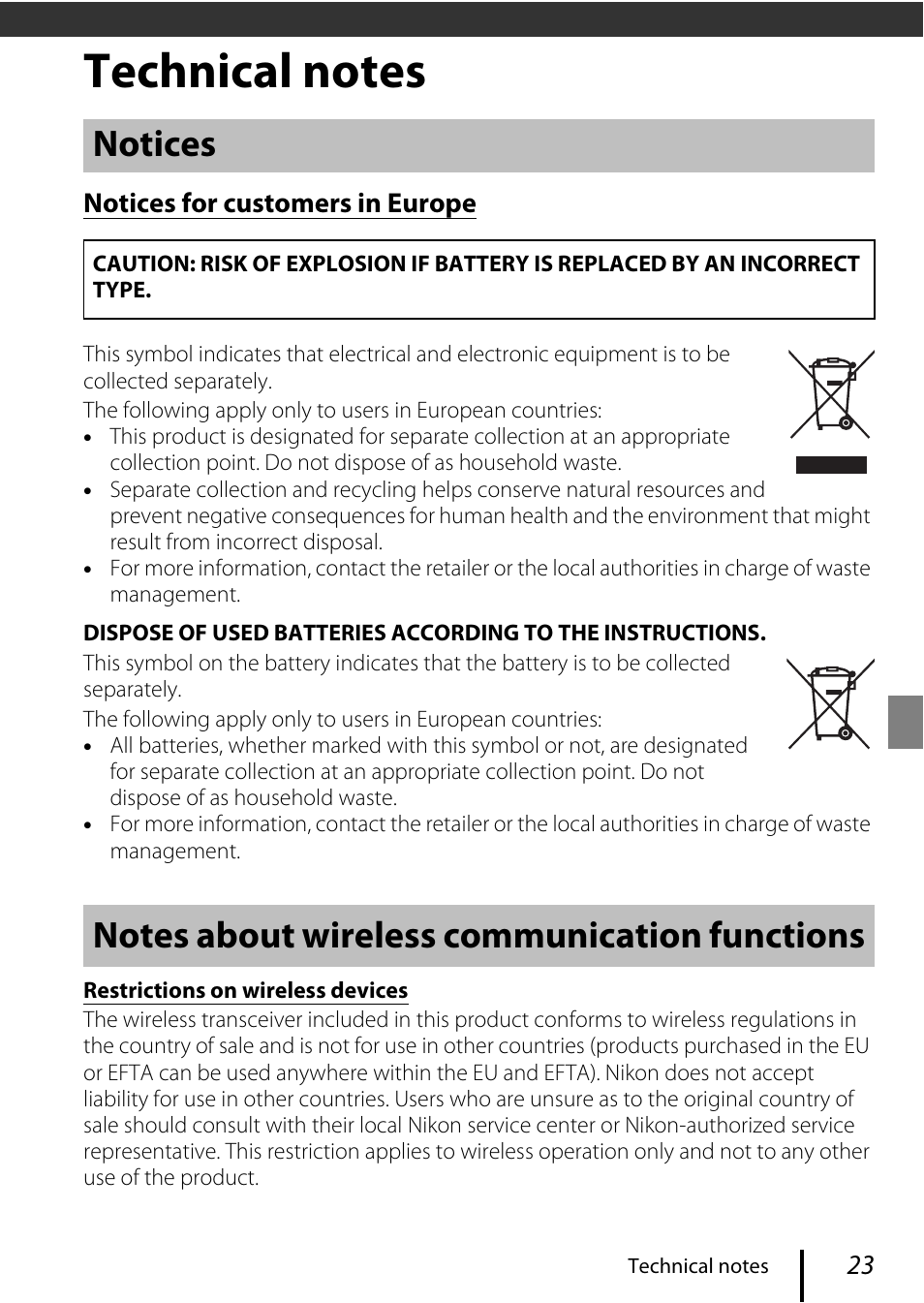 Technical notes, Notices | Nikon COOLPIX P950 Digital Camera User Manual | Page 33 / 44