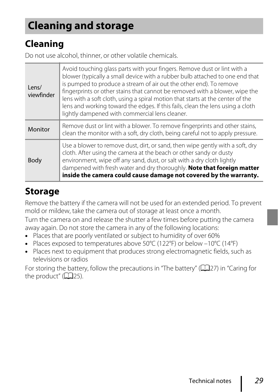 Cleaning and storage, Cleaning, Storage | Nikon COOLPIX P950 Digital Camera User Manual | Page 39 / 44