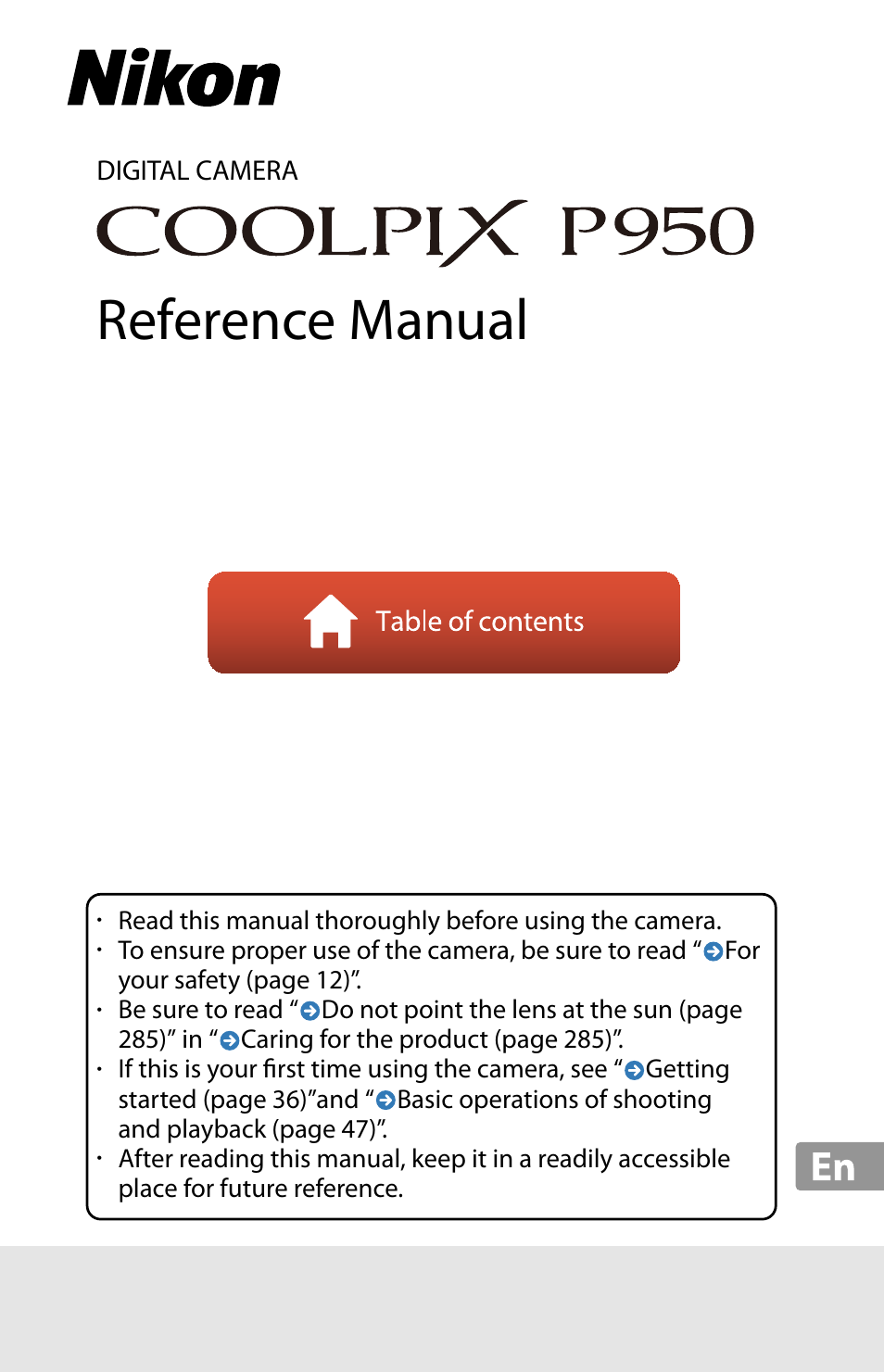 Nikon COOLPIX P950 Digital Camera User Manual | 306 pages