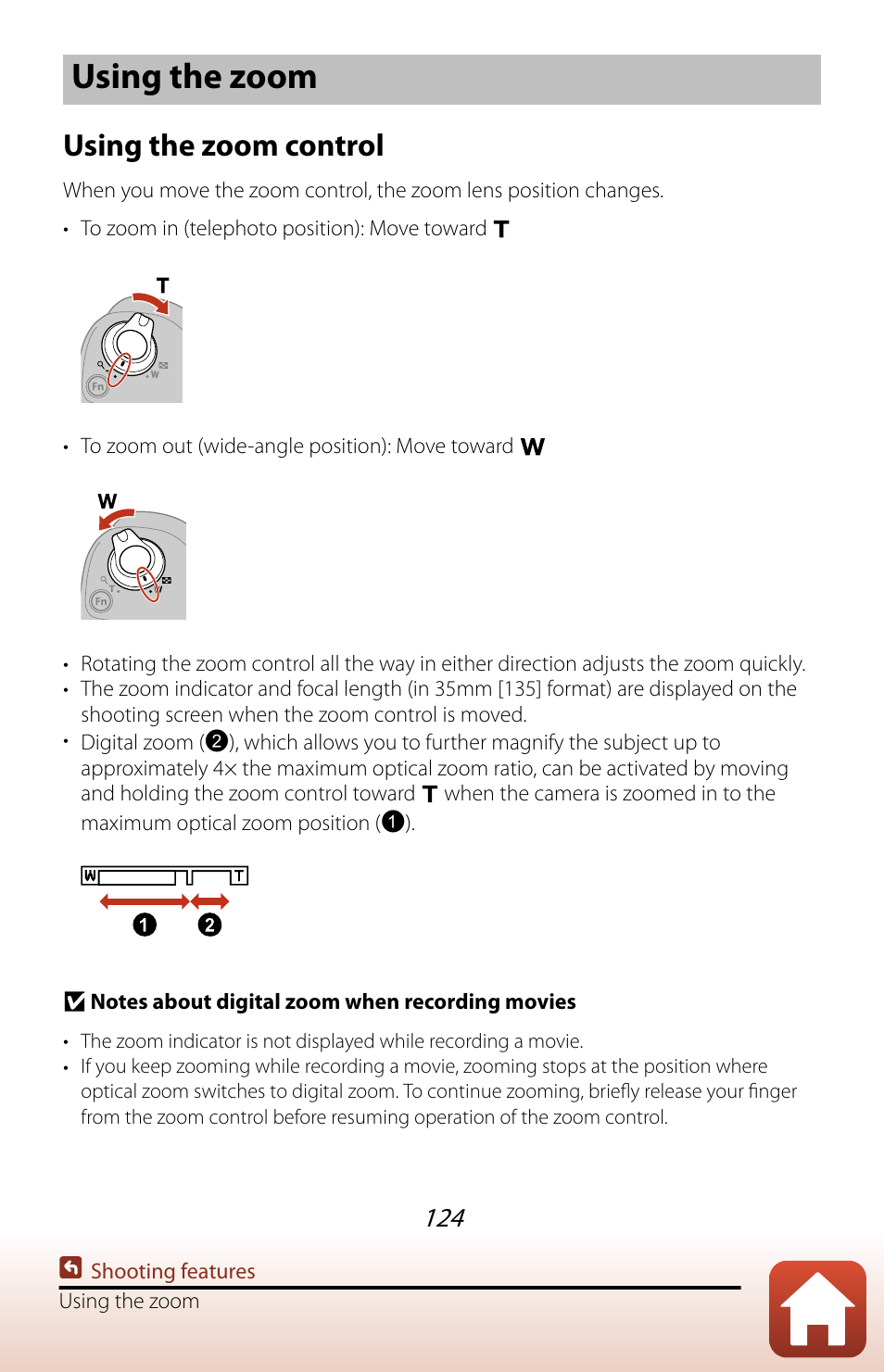 Using the zoom, Using the zoom control | Nikon COOLPIX P950 Digital Camera User Manual | Page 124 / 306