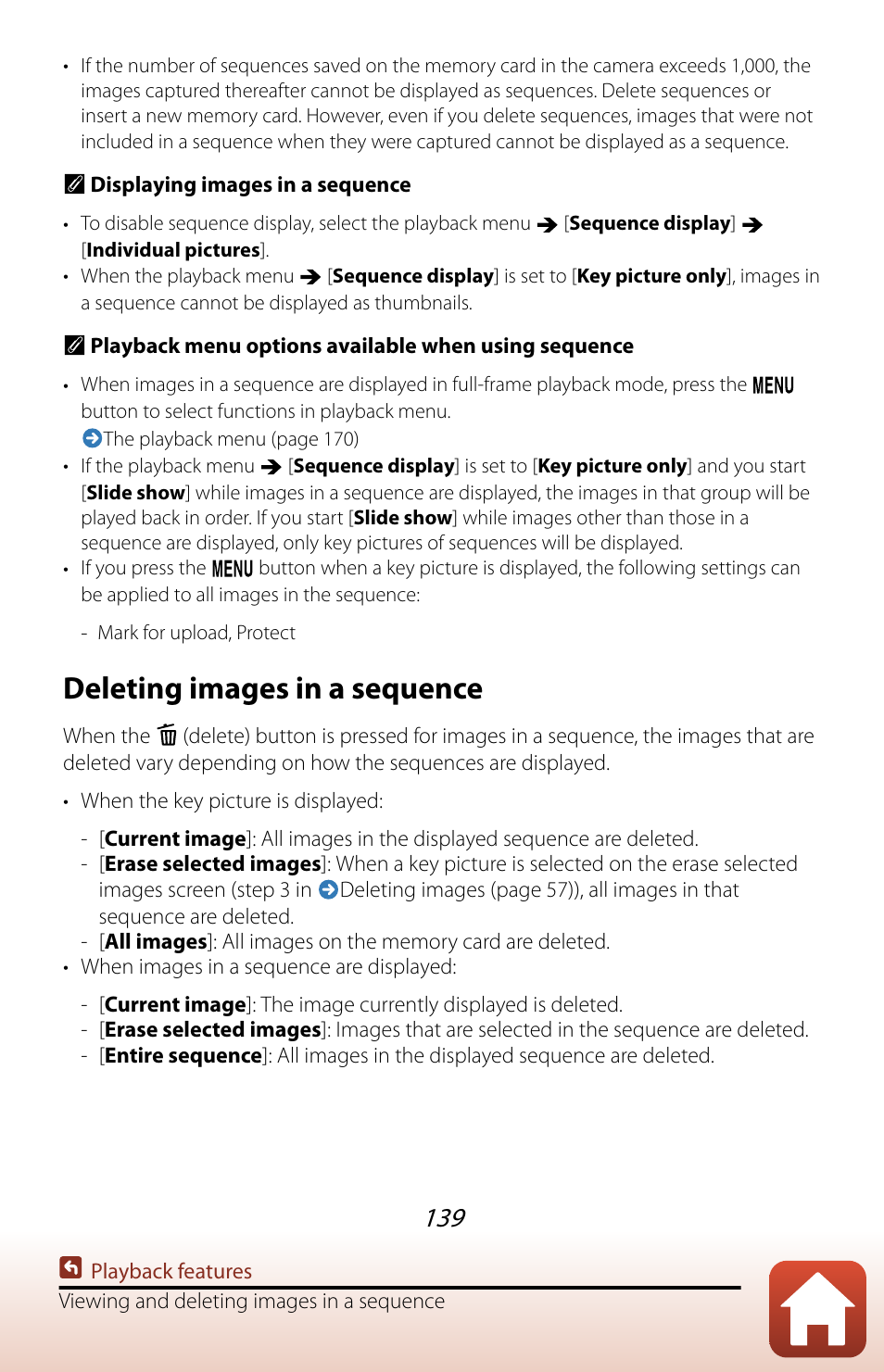 Deleting images in a sequence | Nikon COOLPIX P950 Digital Camera User Manual | Page 139 / 306