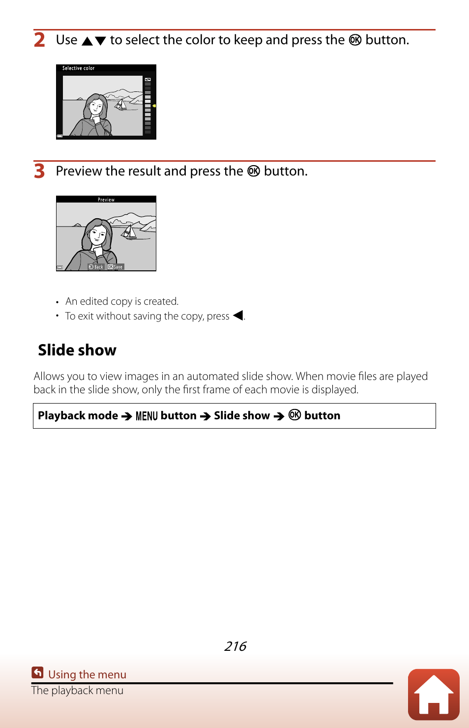 Slide show | Nikon COOLPIX P950 Digital Camera User Manual | Page 216 / 306