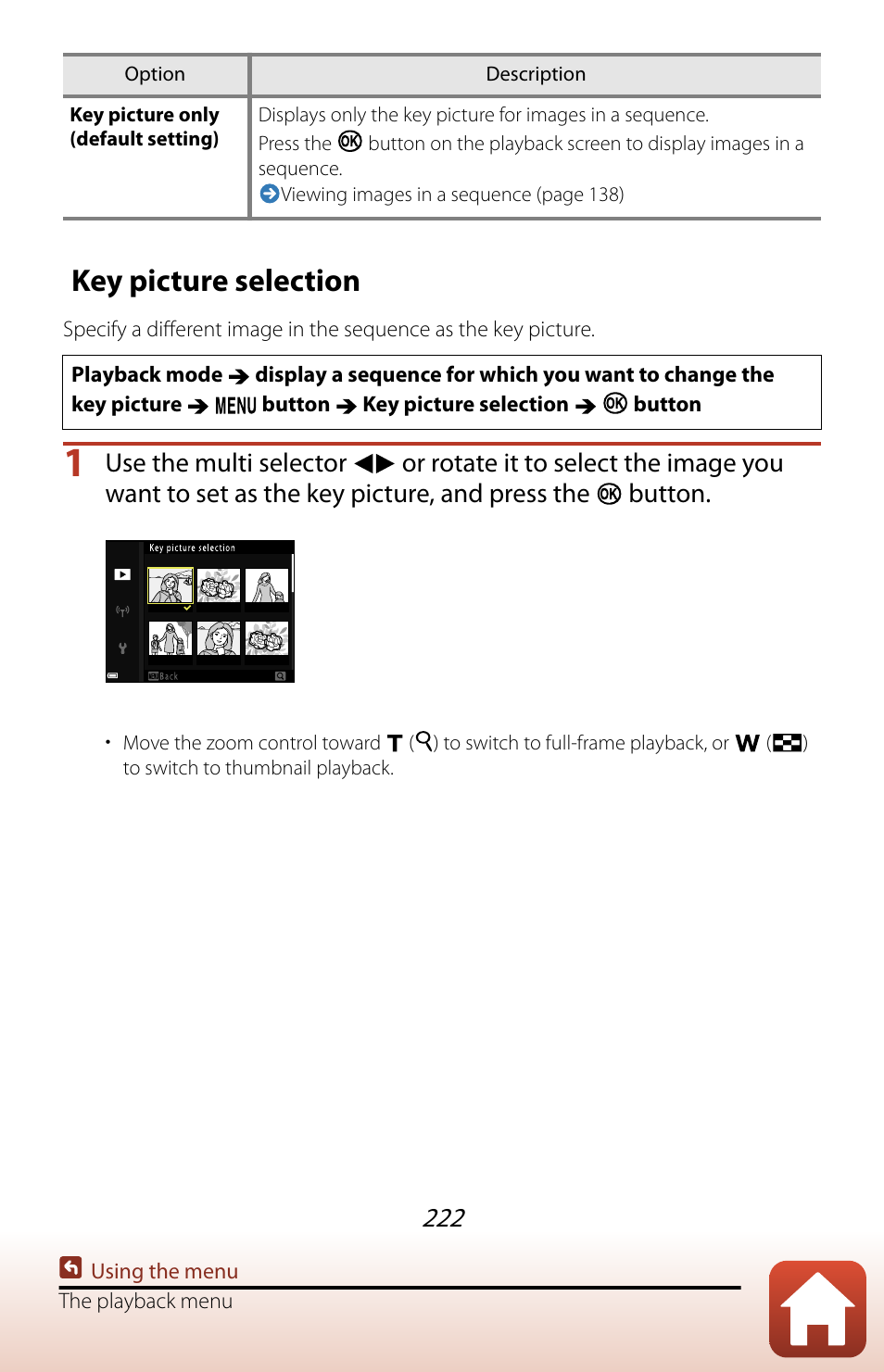 Key picture selection | Nikon COOLPIX P950 Digital Camera User Manual | Page 222 / 306