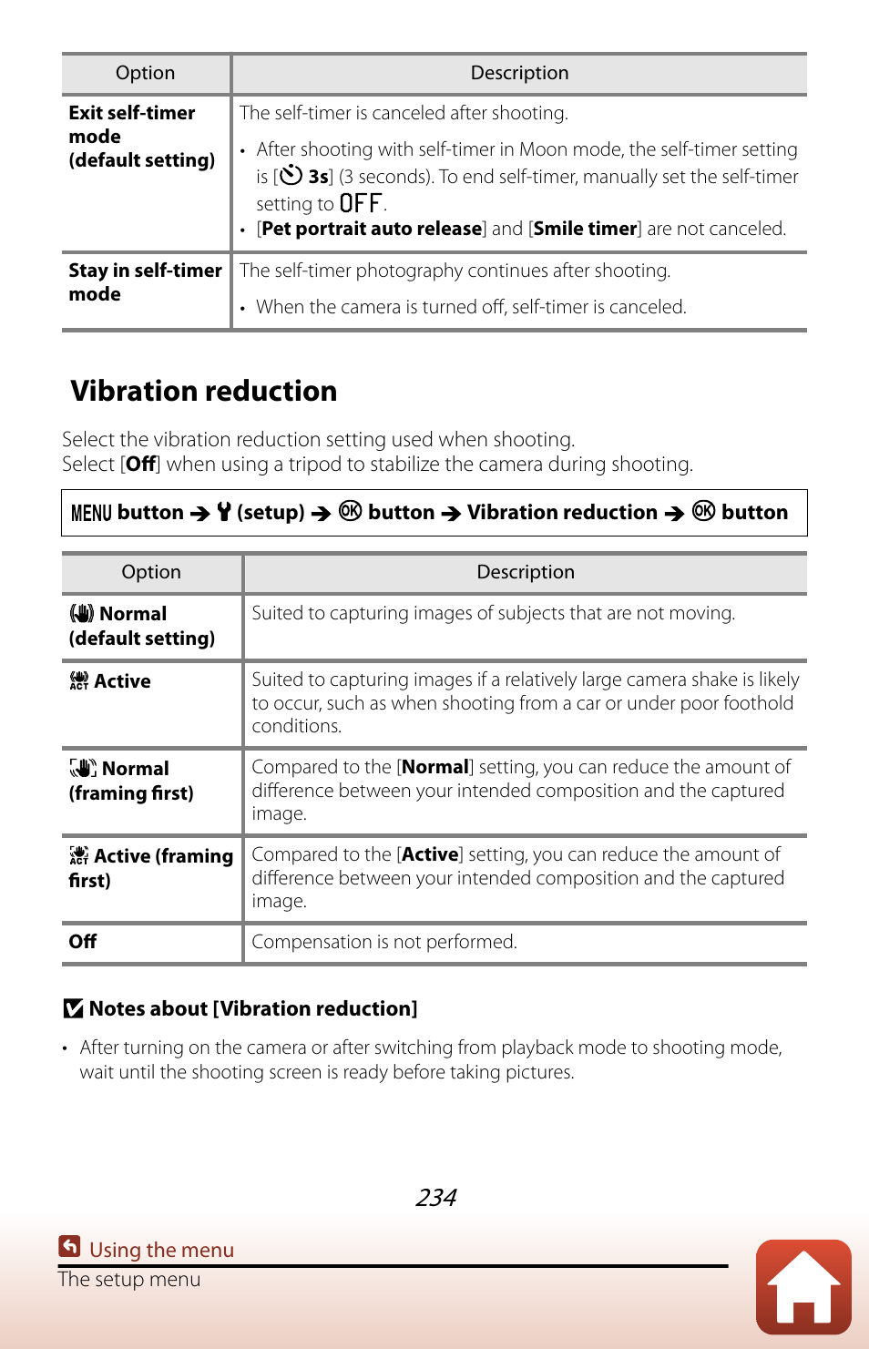 Vibration reduction | Nikon COOLPIX P950 Digital Camera User Manual | Page 234 / 306