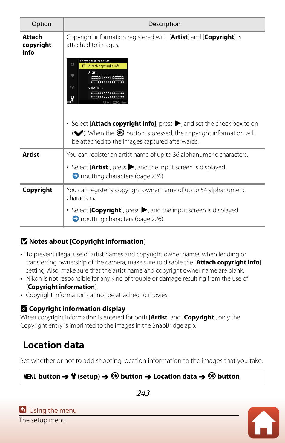 Location data | Nikon COOLPIX P950 Digital Camera User Manual | Page 243 / 306