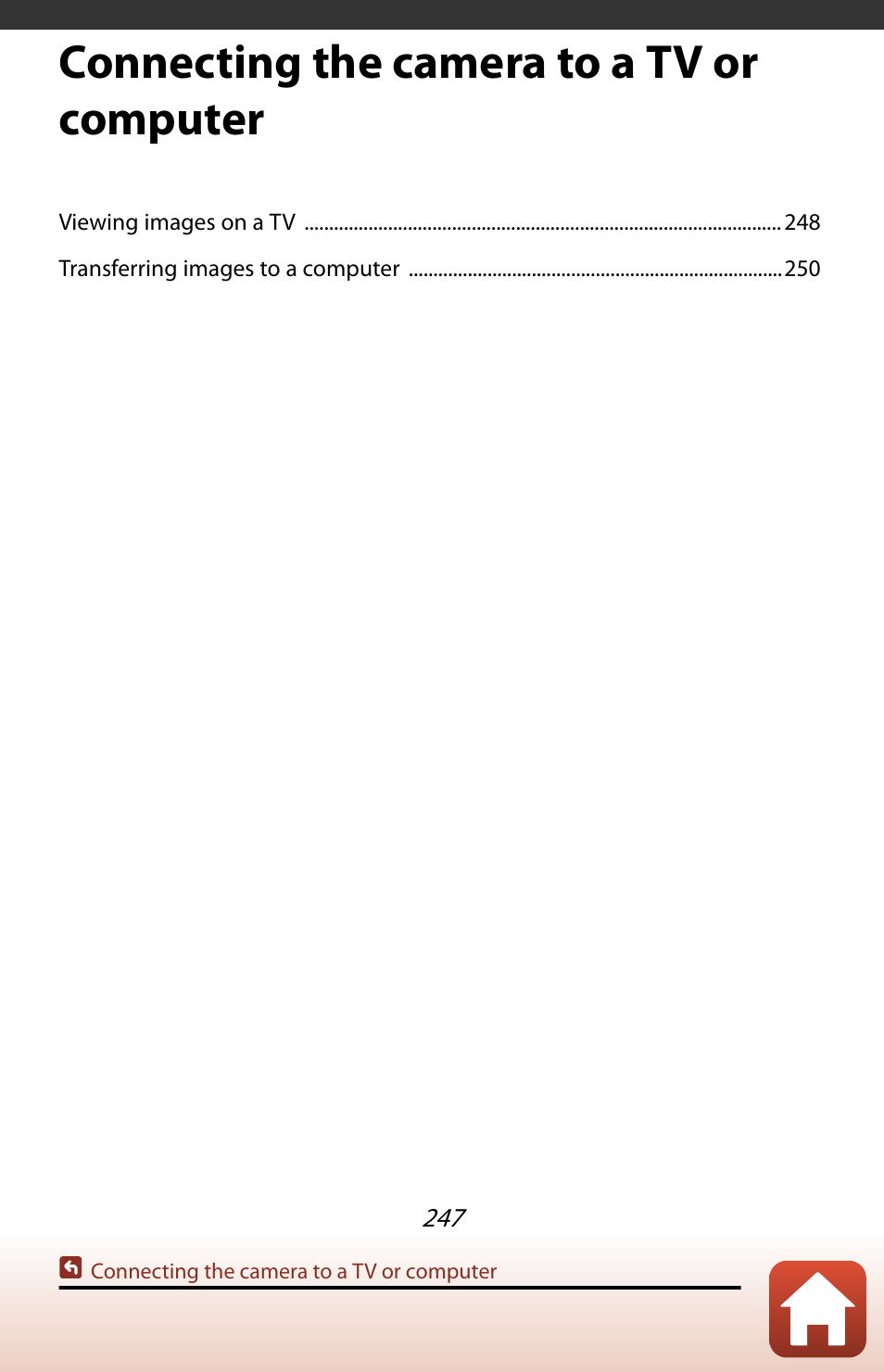 Connecting the camera to a tv or computer | Nikon COOLPIX P950 Digital Camera User Manual | Page 247 / 306