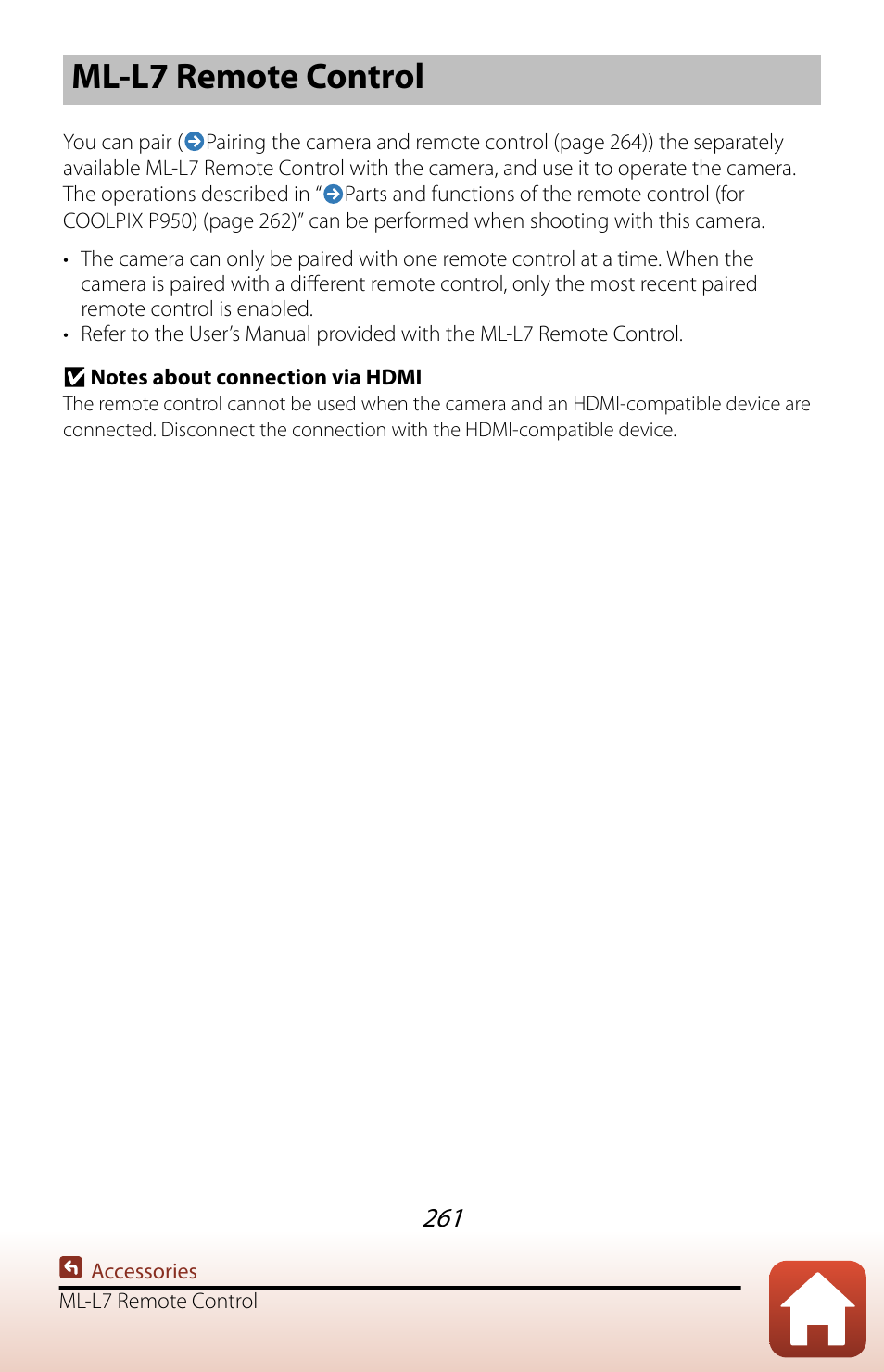 Ml-l7 remote control | Nikon COOLPIX P950 Digital Camera User Manual | Page 261 / 306