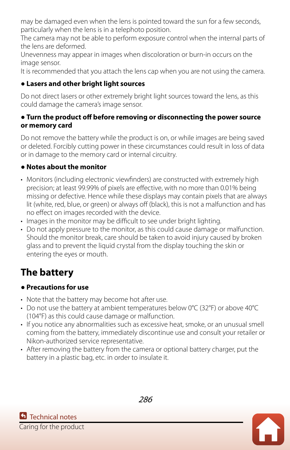 The battery | Nikon COOLPIX P950 Digital Camera User Manual | Page 286 / 306