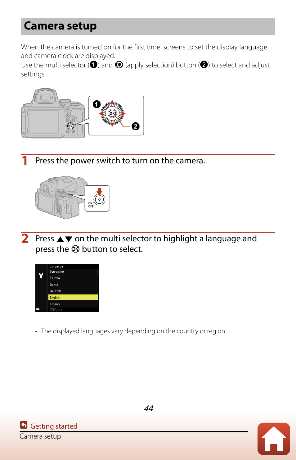 Camera setup | Nikon COOLPIX P950 Digital Camera User Manual | Page 44 / 306