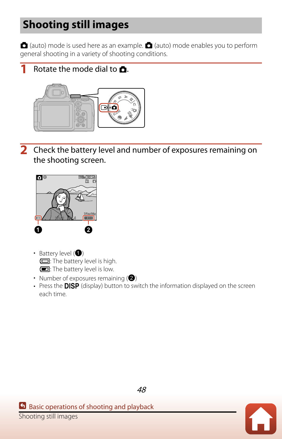 Shooting still images | Nikon COOLPIX P950 Digital Camera User Manual | Page 48 / 306