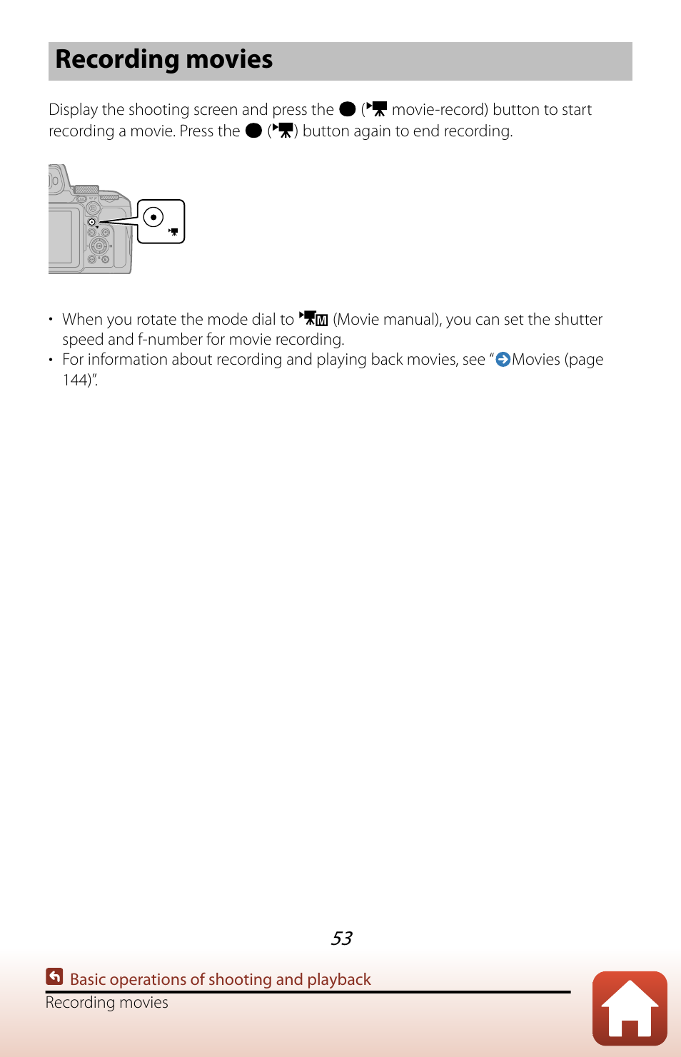 Recording movies | Nikon COOLPIX P950 Digital Camera User Manual | Page 53 / 306