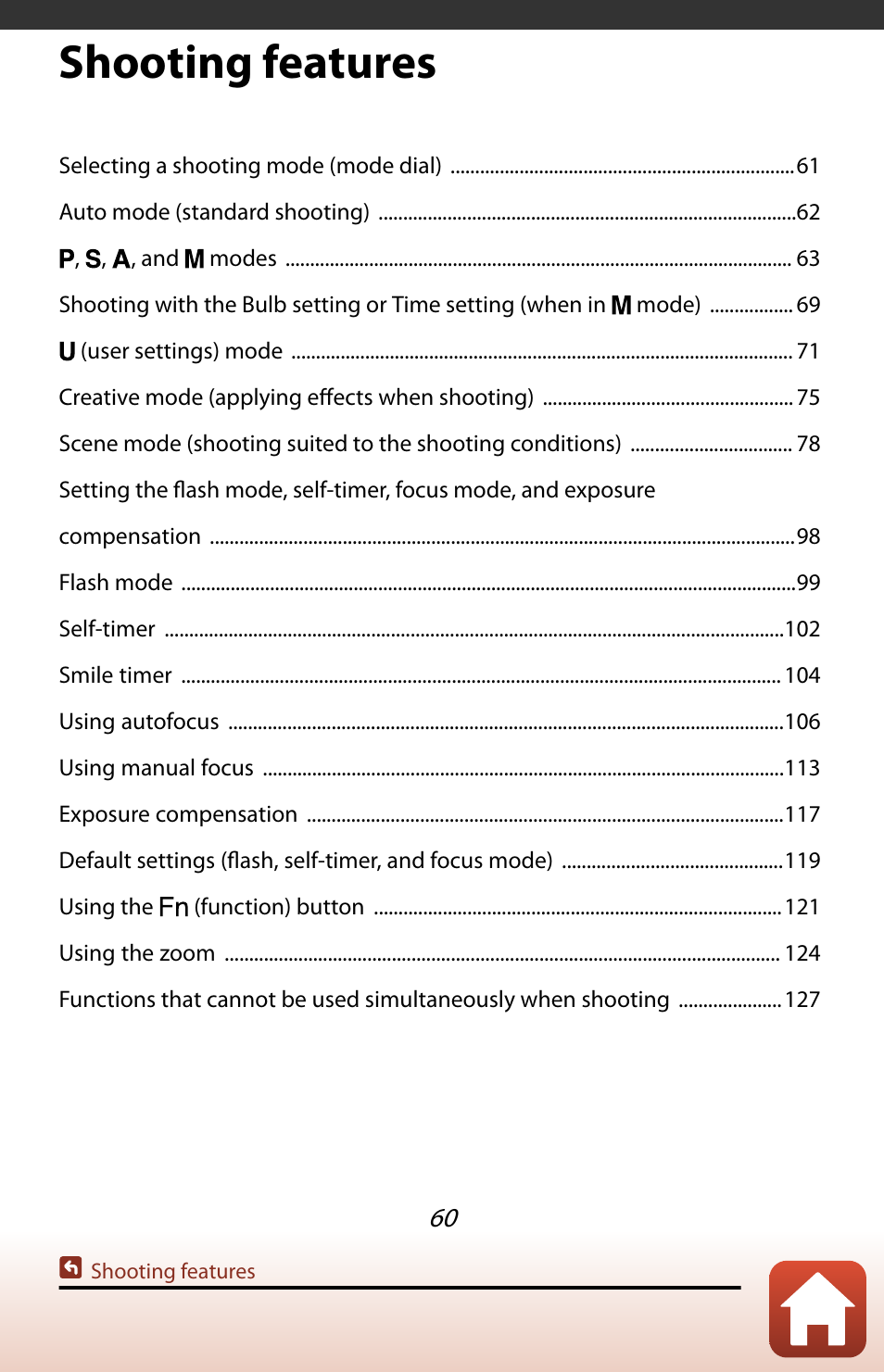 Shooting features | Nikon COOLPIX P950 Digital Camera User Manual | Page 60 / 306